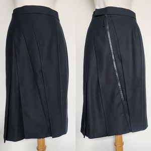 Akris Punto Asymmetrical Bias Cut Pleated Black Pencil Skirt 6